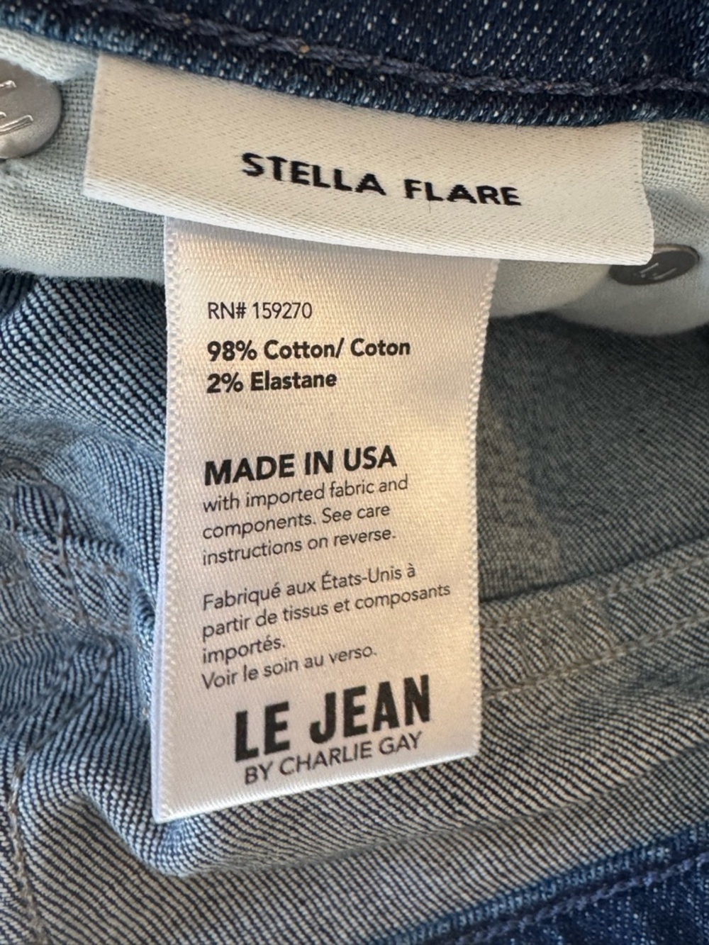 Le Jean Stella Flare high-Rise Blue Jeans with side Hem Slit Sz 32 - Picture 5 of 6